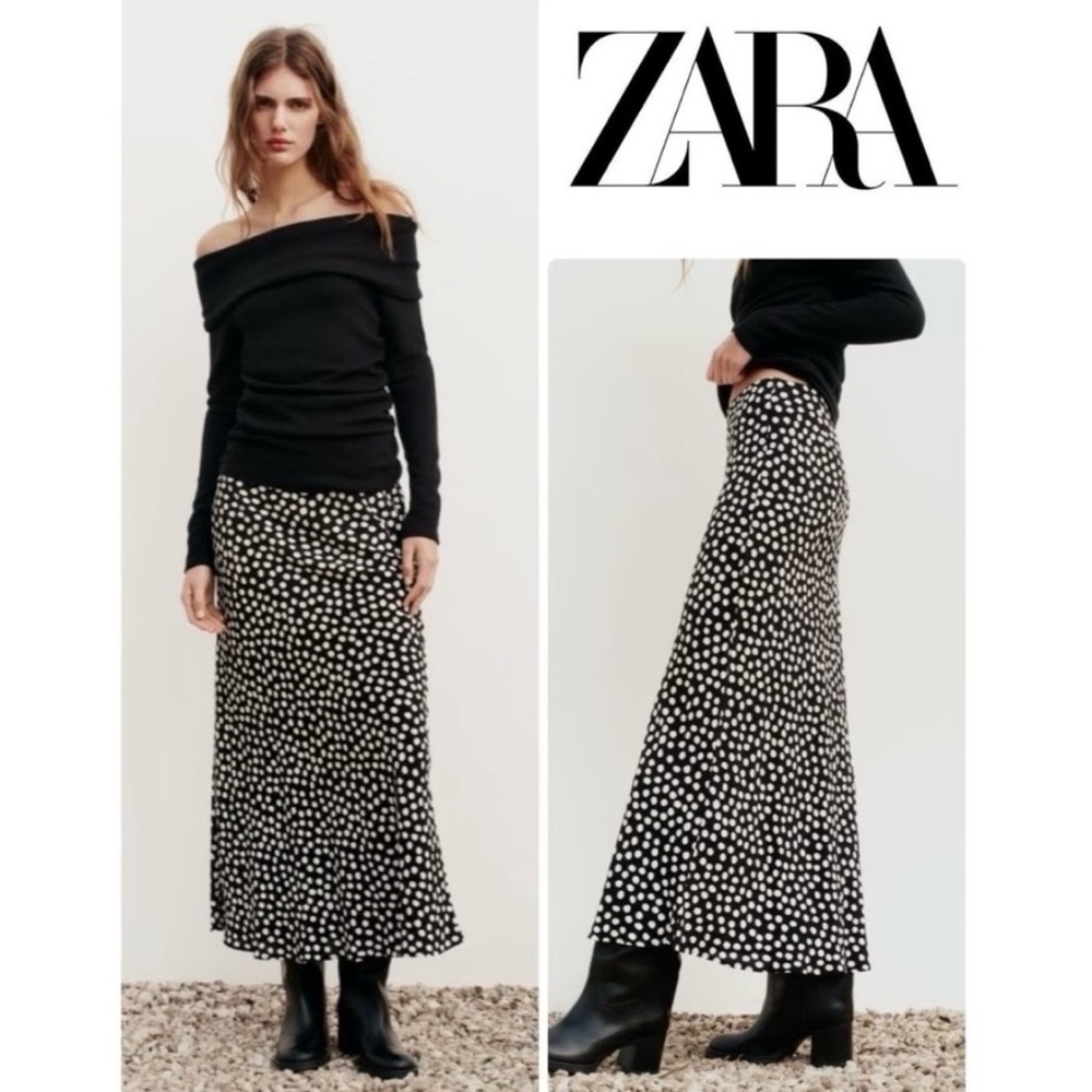 Zara NWT Polka Dot Midi Skirt